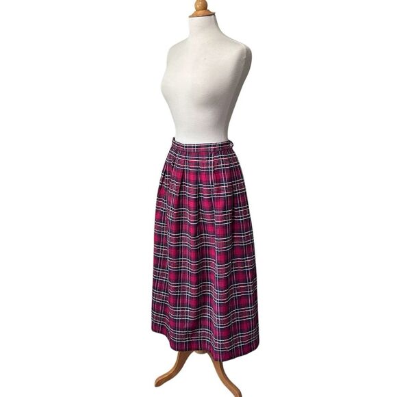 NOS Vintage Carroll Reed Red Plaid Tartan A-line Skirt with Box Pleats - Large - Picture 8 of 10